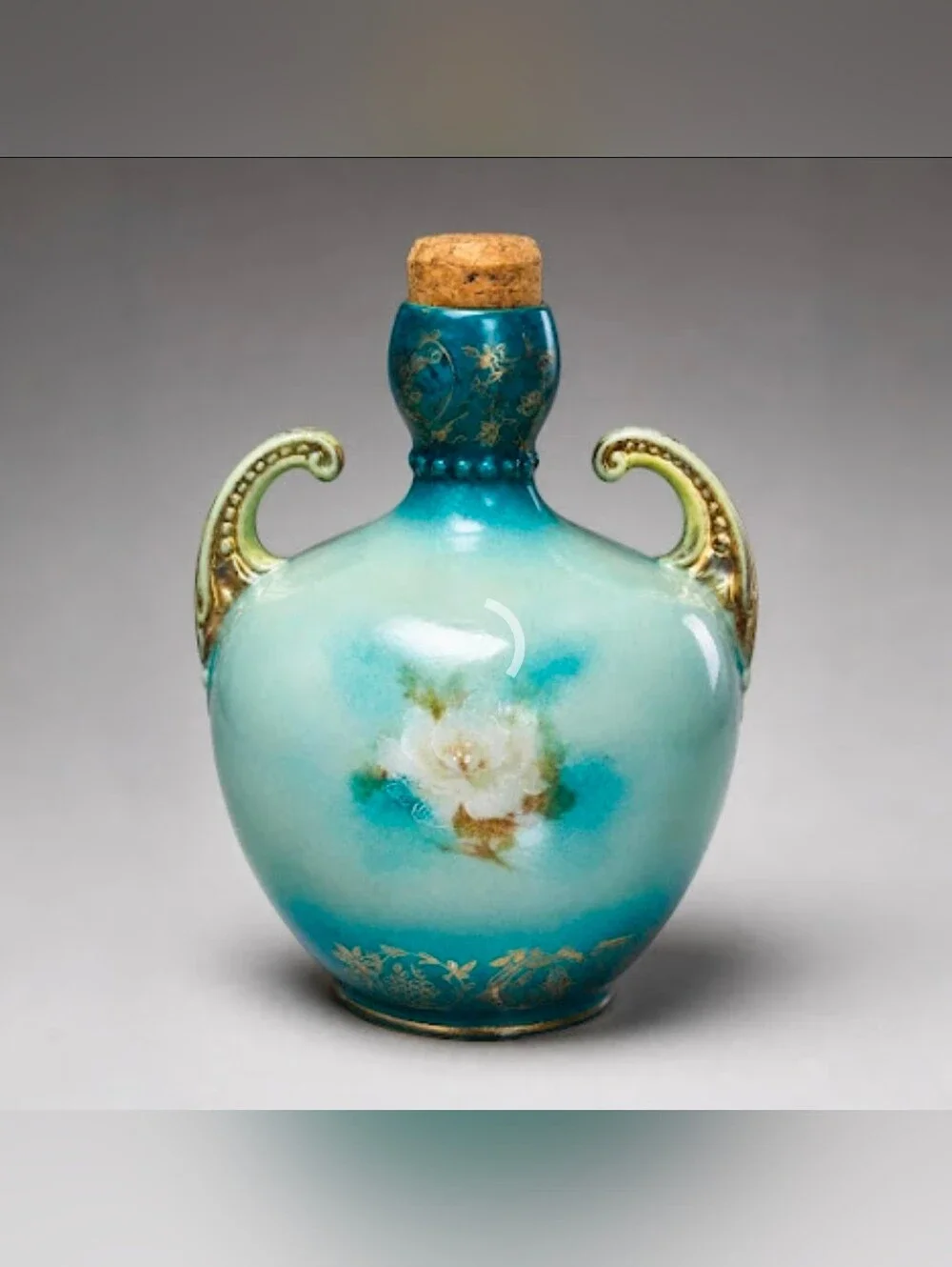 Antique Royal Saxe Germany K & B Hand Painted Floral Porcelain Decanter Vase